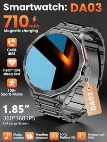 Hwagol Montre Connectée Homme 1.85"/710mAh/100+ Modes Sportifs, IP68 Étanche Montre Militaire Homme avec Appel Bluetooth, 24H Sommeil/Fréquence Cardiaque/Podomètre Smart Watch pour Android iOS - Noir - Voir 2
