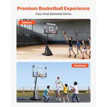 Portable Basketball Stand, 8.04 To 10 Ft Height Adjustment Basketball Hoop & Goal, Basketballs Hoop Outdoor With 44 Inch PC Backboard For Kids, Adults In Schools, Parks, Indoor & Outdoor Use - 8.04 to 10 ft - 查看 2