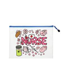 1 chiếc túi đi biển thời trang chống thấm nước chủ đề y tá với chữ "NURSE" và hình in y tế dễ thương, sản phẩm bán chạy nhất trong dòng túi đựng mỹ phẩm PVC, túi đựng mỹ phẩm trong suốt dung tích lớn với khóa kéo nylon. - Nhiều màu - Xem 17