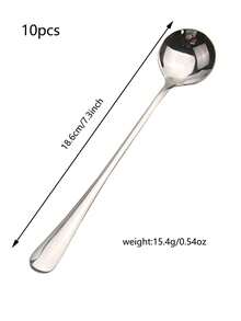10pcs Vintage Pattern Stainless Steel Tea Spoons, Durable Polished Small Spoons, Reusable For Coffee, Tea, Desserts, Ice Cream And Home Gatherings - View 9
