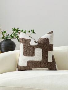 1/2 chiếc vỏ gối trang trí họa tiết hình học màu nâu, chất liệu jacquard chenille mật độ cao, hình vuông, tùy chỉnh, thích hợp cho gia đình, ghế sofa, giường, ghế, tiệc tùng, làm quà tặng bạn bè, phù hợp cho mọi mùa. - màu nâu - Xem 6
