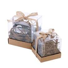 8 piezas de cajas de plástico transparente individuales para cupcakes de 3.5" Contenedores transparentes para un solo cupcake Cajas de regalo transparentes para decoración Cajas de obsequio para fiestas con insertos y cinta para bodas y fiestas - Ver 2