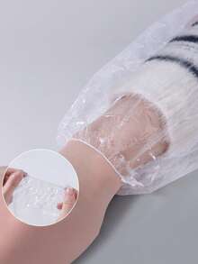 100pcs Disposable Transparent Sleeve Covers, Waterproof Anti-Oil Plastic Sleeve Protectors, Suitable For Kitchen Cleaning / Hair Dyeing Work - White - View 4