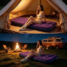 Blue Inflatable Air Mattress, Outdoor Picnic Rest Inflatable PVC Material Thickened Portable - Blue - View 4