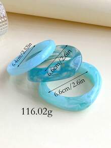 LADYCOCO 3pcs/Set Vintage Thick Acrylic Resin Bangle Bracelet Set For Women, Party And Daily Wear - Multicolor - View 3