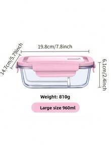 2 piezas Caja Bento de Vidrio con Tapa Rosa, Caja Bento Dividida de Gran Capacidad 410/680ml, Contenedor de Almacenamiento de Alimentos de Vidrio, Diseño Apilable con Cierre para Almacenamiento en Refrigerador y Cocina, Caja de Almacenamiento de Alimentos Vegetales para Microondas, Suministros para Regreso a Clases y el Hogar - Rosa Pálido - Ver 9