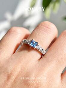 1 chiếc nhẫn đính hôn/cưới bằng bạc Sterling 925 - Nhẫn đính kim cương lấp lánh, trang sức cưới lãng mạn và thanh lịch, món quà hoàn hảo dành cho phụ nữ. - Kiểu 10 - Xem 2