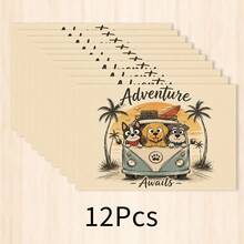 1 pieza Lindo tapete de lino, tapete para desayuno, posavasos de café, tapete para tazón, accesorio de cocina, tapete de comedor fácil de limpiar, adecuado para el hogar, restaurante, decoración de comedor, regalo de vacaciones, regalo para amigos, juego de múltiples piezas - Multicolor - Ver 17