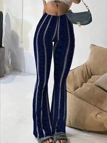 Leggings casuales de mujer con estampado geométrico sexy de primavera - Azul - Ver 4