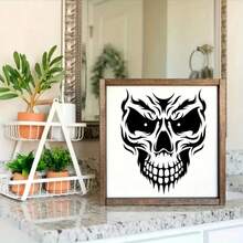 12 khuôn mẫu hình đầu lâu, thích hợp cho vẽ graffiti đầu lâu lửa bằng ngón tay, nghệ thuật phun sơn, thủ công mỹ nghệ, chất liệu nhựa, khuôn mẫu đốt gỗ có thể tái sử dụng. - Bộ - Xem 6