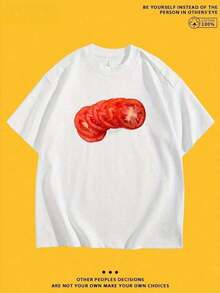 New Summer 2026 Collection, Unisex Styles, Crew Neck T-Shirt With Creative And Fun Cartoon Print, Pure Cotton Short Sleeve, Casual Style For Everyday Wear, Sizes: S–7XL | 24-Hour Shipping | Summer Clothing - 白色的 - 查看 6