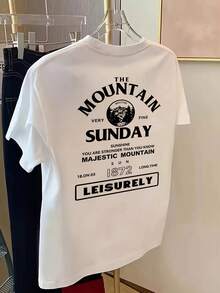 Women's Vintage Fashion Short Sleeve T-Shirt, Summer Cartoon Print Short Sleeve T-Shirt, Sheer Short Sleeve T-Shirt, Unique Niche Design, Loose Fit Top, Base Layer #3333 - [白色的] - 查看 4