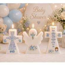 Candle Kit For First Communion, Baptism, Presentation, Birthday Souvenirs, Includes Cellophane Bag And Ribbon, Assorted Pieces. - Blue - View 3