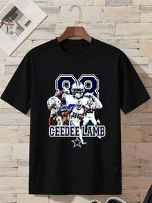 Cow CeeDee Lamb T-Shirt For Men Men Football Fan GiftRound-Neck T-Shirts Suitable For Both Men And Men - Back 3 - View 6