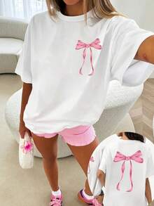 Plus Size Youth Casual Graphic Tee - Plus Size T-Shirt - Fun Graphic Tee For Women - Relaxed Short Sleeve Crew Neck Top, Machine Washable For Year-Round Comfort, Everyday Wear; Relaxed Fit; Durable Print, Great For Holiday Gifts. - 白色 - 查看 7