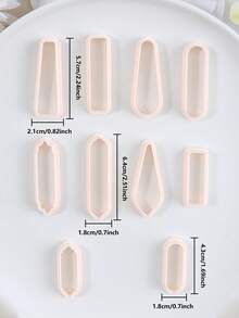 Geometry Clay Cutters Molds, 10 Style Long Pendant Shaped Rectangle Clay Cutters For Jewelry Making, DIY Earring Jewelry Pendant Making, Polymer Clay Cutting Making Tool - Geometry - View 2