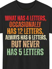 Funny T-Shirt With Grammar Jokes, Ideal For Grammar Enthusiasts And Teachers, Casual Short Sleeve Crew Neck T-Shirt With Word Jokes, Digital Heat Transfer Printing, Machine Washable, Gift For Language Lovers, Unisex, Summer 2025, Short Sleeve Printed T-Shirt, 100% Cotton, 220g - 黑色 - 查看 8