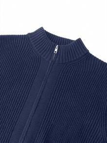 Suéter de punto tipo cárdigan de moda para hombre con diseño de doble cremallera para otoño/invierno - azul real - Ver 6