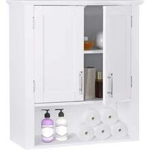 Bathroom Wall Cabinet Over The Toilet, White Medicine Cabinet With 2 Doors And Adjustable Inner Shelves, For Bathroom, Living Room - Default - View 9