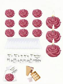 MAOMAOGUAI 24 pièces/9 pièces Coffret cadeau de bougies parfumées à la rose, comprenant un sac en organza et une carte de remerciement. Bougies parfumées en forme de rose romantique, convient pour le mariage, la fête, la demande en mariage, la décoration d'intérieur - 24 pièces - Voir 22