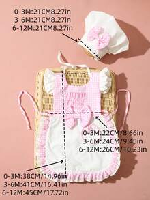 Disfraz de Chef Bordado en Rosa Bebé para Fotografía, Conjunto de Gorro de Chef con Lazo & Delantal, Atuendo de Accesorio Fotográfico Unisex para Bebé/Niño Pequeño - blanco rosado - Ver 10