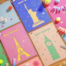 DIY Feito à Mão 10 Folhas 10 Cores Papel Cartão com Glitter A4, Papel Cartão com Glitter Colorido para Artesanato DIY, Papel com Glitter A4 Dourado e Prateado Sem Desprendimento, para Artesanato - Scrapbooking, Confecção de Cartões, DIY, Suprimentos Escolares - 10 cores - Visão 6