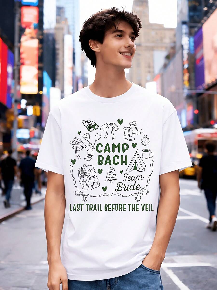 Camiseta vintage 100% Camp Bach para despedida de soltera, camiseta estampada, blusas de hombre para mujer, vestidos casuales de mujer, camisetas deportivas y2k para mujer, camisetas de verano, ropa de mujer, moda perfecta para el día a día. - Blanco - Ver 1