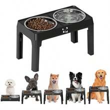 Stainless Steel Elevated Dog Bowls, Anti-Slip Raised Pet Feeder For Large Dogs, Adjustable Height Food & Water Bowls - 2800ML - View 2
