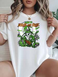 Camiseta de Mujer 2026, Diseño Boogie Man Oogie, Opciones en Blanco y Negro, Estampado Gráfico de Halloween, Camisetas Casuales para Uso Diario, Tops de Verano, Camisetas Gráficas, Conjuntos de Verano, Camisetas Cortas para Mujer, Blusas para Mujer, Ropa Casual Vintage de Algodón, Ropa Linda para Mujer, Blusas para Mujer Casuales - Blanco - Ver 1