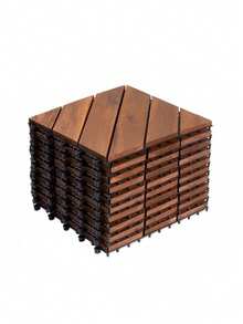 Interlocking Deck Tiles Diagonal Pattern, 12" X 12" Acacia Wood Tiles For Patio, Waterproof, All-Weather, Outdoor Decking For Garden, Pool, Balcony - 12 X 12 Inches - View 13