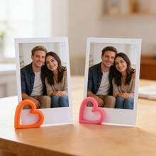 2件浪漫心形相片架裝飾品，可愛3D列印桌面裝飾，適用於書架與玄關，情人節送給伴侶、朋友與愛人的完美創意禮物 - A - 查看 3