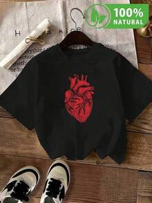 Camisetas para mujer cuello redondo ligera y resistente S-3XL, moda streetwear para jóvenes, estilo urbano, uso informal, atuendo diario, fiestas de otoño y regalos prácticos - Negro - Ver 6