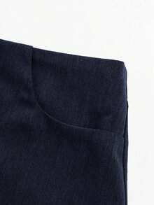Falda Mini Recta Negra De Cintura Baja Y Sólido Para Verano - Azul marino - Ver 3