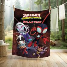 1pcs S Pidey And His Amazing Friends Fleece Blanket Versatile Multi-Purpose Soft Cozy Spider-Man Throw Blanket For Sofa Bed Living Room Couch Travel Camping Office Nap Car Decorative Warm Cartoon Plush Blanket Marvel Fans Gift - 彩色 - 查看 2