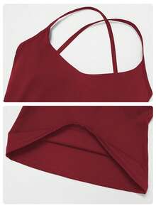 Áo tank top nữ MFVIM Naked Feeling Yoga Crisscross Back Racerback, chất liệu nhanh khô, thích hợp cho chạy bộ ngoài trời, đạp xe, yoga, pilates và tập gym. - Màu Đỏ Sâu - Xem 7