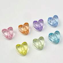 60pcs Transparent Candy Color Heart Acrylic Beads, Clear Love Shaped Spacer Beads For Jewelry Making Diy Bracelet Necklace - Multicolor - View 5