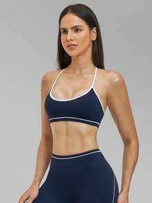 MFVIM Women's Criss-Cross Back Yoga Bra, Seamless Sports Bra For Outdoor Running, Fitness, Yoga, Pilates, Suitable For Daily Commute, Outdoor Activities, Jogging, Cycling, Gym Workout - Blue - View 8