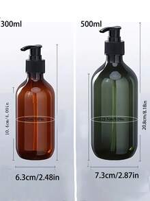 300ml/500ml Refillable Amber Plastic Pump Bottle, Unscented, Latex-Free, Suitable For Shampoo, Lotion, Gel, Cosmetics, Bathroom Products - A - View 8