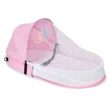 Portable Baby Travel Crib With Mosquito Net Foldable Newborn Recliner Cradle Gray Breathable Sunshade Baby Bed - Multicolor - View 6