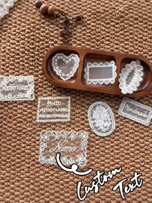 Custom Lace Place Cards,Personalized Wedding Name Tags For Plates ,Heart Lace Guest Name Cards ,Vintage Romantic Place Decor - Multicolor - View 1