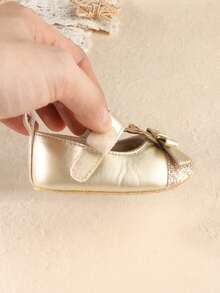 1 Pair Newborn Infant Girl Fashion Versatile Cute Indoor Floor Princess Shoes Suitable For Spring And Autumn - Gold - View 4