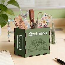 Wooden Desktop Storage Box, Bookmark Organizer With Artistic Design, Home & Office Decor, Holiday Memorabilia - 1PC - View 3