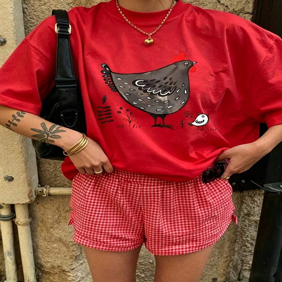 Cute Daily Casual Graphic T-Shirt 100% Cotton Oversized Soft Breathable Casual Crewneck Short Sleeve Top Aesthetic Daily Fashion Lovers Casual Wearers Gift Givers Trendy Basic