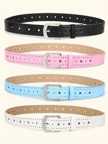 1pc Rhinestone Square Buckle Belt For Teenage Girls, Retro Punk Style, Unisex Casual Belt Suitable For Jeans, Skirts And Party Outfits - Belt - View 1