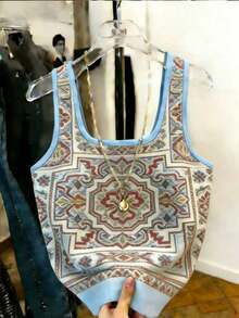 Camiseta de tirantes ajustada con cuello cuadrado y rayas para mujer - Multicolor 2 - Ver 2