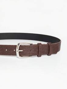 1pc Women's Retro Buckle Leather Belt, Suitable For Autumn/Winter Everyday Wear - Brown - View 4
