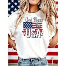 Camiseta de Mujer "God Bless America" 250 Años de América, Aniversario de 250 Años de la USA, Camiseta de Regalo para el Día de la Independencia, 4 de Julio, Camiseta de Algodón para Hombres y Mujeres - GBUSA-blanco - Ver 11