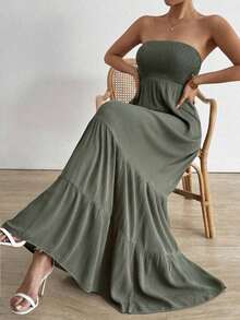 Casual - Casual moderno Casual-Mujer sin tirantes - Verde militar - Ver 7