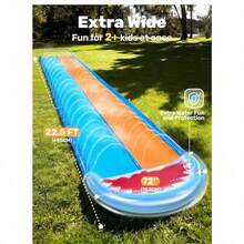 Sloosh - Tobogán acuático Doble Shark, Resistente tobogán de 6, 8 m para césped con aspersor y Dos Tablas inflables para Fiestas, Verano, Patios y Actividades al Aire Libre - como en la imagen - Ver 2