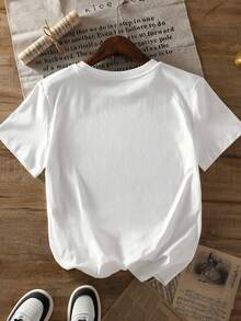 Women's Classic Christian Short-Sleeved T-Shirt With "Bible" "REDEEMED" "EPHESIANS 43" Letter Print. 18cm. New, Round Neck, Fashionable, Breathable, Casual, Versatile, All-Purpose, Can Be Casually Combined For Various Leisure And Entertainment Places And Scenes. - [白色的] - 查看 2